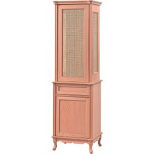 Ms - Güm 105 / Hasırlı Lükens Vitrin Cilasız Ham Ahşap