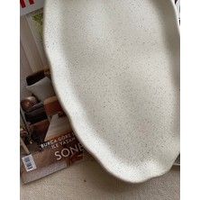 Mandalin Art Studio Granit Efektli Oval Kıvrımlı Dekoratif Tabak 28  cm