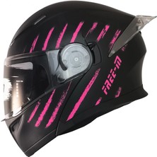 Free-M 965 Pink Zebra Çene Açılır Kask