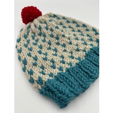 Merlin Knit El Örgüsü Ponponlu Yünlü Çocuk Bere