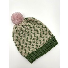 Merlin Knit El Örgüsü Ponponlu Yünlü Çocuk Bere