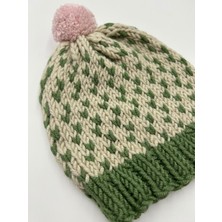 Merlin Knit El Örgüsü Ponponlu Yünlü Çocuk Bere