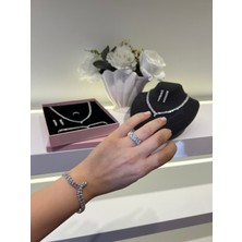 Viya Nicole Zirkon Taşlı Takı Seti Kolye Küpe Yüzük Bileklik Set