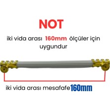 Yahya 4 Adet Halka Boru Çizgili Altın Beyaz Metal Mobilya Kulbu 160 mm