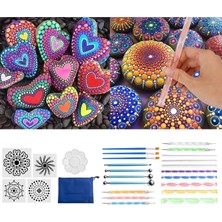 Bawei 25PCS Mandala Dotting Aletleri Set Boyama Şablonları Kaya Şablonu Için Ayarlanmış (Yurt Dışından)