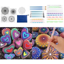 Bawei 25PCS Mandala Dotting Aletleri Set Boyama Şablonları Kaya Şablonu Için Ayarlanmış (Yurt Dışından)