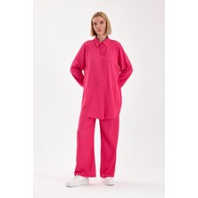 Fuşya Oversize Viskon Takım