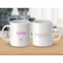 Gelin İsimli Kupa Bardak - İsimli Bardak - Hediye Kupa Bardak - Kahve Kupa Bardak