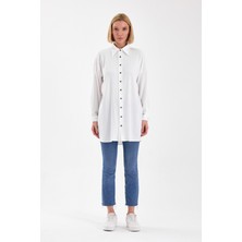Emmas Clothing Oversize Beyaz Kadın Tunik