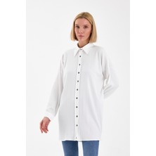 Emmas Clothing Oversize Beyaz Kadın Tunik