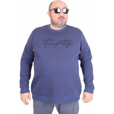 Mocgrande Erkek Büyük Beden Sıfır Yaka Sweat Twenty 24200 Indıgo