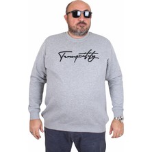 Mocgrande Erkek Büyük Beden Sıfır Yaka Sweat Twenty 24200 Grı Melanj