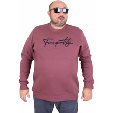 Mocgrande Erkek Büyük Beden Sıfır Yaka Sweat Twenty 24200 Eflatun