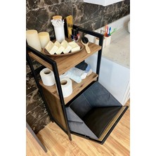Kirli Çamaşır Sepeti Metal Ahşap Banyo Düzenleyici Kirli Sepeti Banyo Dolabı Organizeri Banyo Rafı