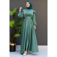 Omuz Detay Elbise Mint