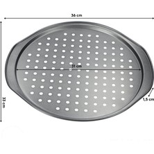 Multiamo Kulplu Delikli Pizza Tepsisi Lahmacun Pide Tepsisi 31 cm