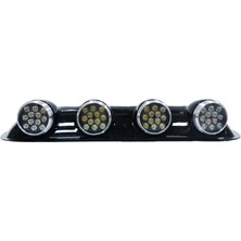 Space Offroad Sis Lambası Yuvarlak Siyah 12X4 LED 12-24V Set /LASS243