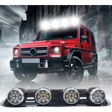 Space Offroad Sis Lambası Yuvarlak Siyah 12X4 LED 12-24V Set /LASS243