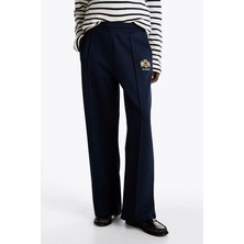 Kadın Logo Nakışlı Düz ​​jogger Pantolon - Lacivert