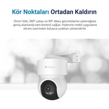 Hybrone Omni Volt Dış Ortam Wi-Fi Akıllı Kamera, Renkli Gece Görüşü, 360 Derece Görüntüleme, İnsan Algılama, Çift Yönlü Sesli Görüşme, Siren