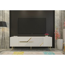 Demonte Decor DEKOLP5DD Tv Sehpası Beyaz-Altın