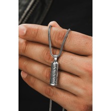 Osmanlı Gümüş Erkek Gümüş Cevşen Muska Zincir Geometrik Desenli