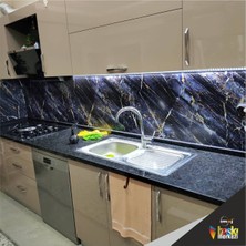 Masa Kaplama Kendinden Yapışkanlı Folyo Laminasyonlu Lacivert Mermer Desen