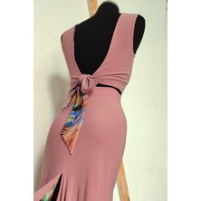 Due Stelle Çift Taraflı Sırtı Bağlamalı Crop Soyut-Pudra