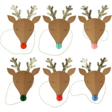 Meri Meri - Reindeer Party Hats - Ren Geyikleri Parti Şapkaları - 6lı