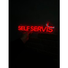 Neonite 'self Servis' Işıklı Neon LED Dekoratif Duvar Yazısı Tabelası (44 x 11 cm )