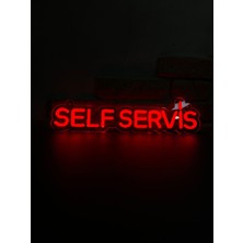 Neonite 'self Servis' Işıklı Neon LED Dekoratif Duvar Yazısı Tabelası (44 x 11 cm )