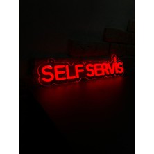 Neonite 'self Servis' Işıklı Neon LED Dekoratif Duvar Yazısı Tabelası (44 x 11 cm )