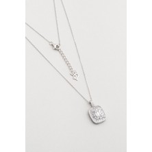 Baget Işıltısı 18 Ayar Beyaz Altın Kaplama 45 cm Gümüş Kolye