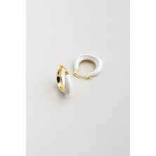 Beyaz Rüya 18 Ayar Sarı Altın Kaplama Gümüş Halka Küpe