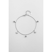 Kış Güneşi 18 Ayar Beyaz Altın Kaplama 20 cm Gümüş Bileklik