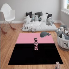 Kaymaz Tabanlı Yıkanabilir Blackpink Desenli Çocuk Halısı Dot Taban Halı