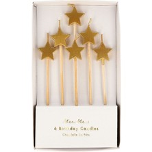 Meri Meri - Gold Star Candles - Altın Yıldız Mumlar - 6'lı