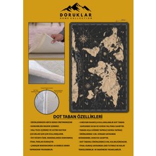 Kaymaz Taban Makinada Yıkanabilir Dijital Baskı Harita Desenli Genç Odası Halısı
