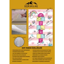 Kaymaz Taban Makinada Yıkanabilir Elsa Seksek Desenli Çocuk Halısı
