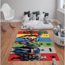 Kaymaz Tabanlı Yıkanabilir Marvel Avengers Desenli Çocuk Halısı Dot Taban Halı