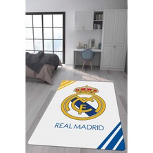 Doruklar Home Collection Kaymaz Taban Makinada Yıkanabilir Dijital Baskı Real Madrid Desenli Genç Odası Halısı Dot Taban Halı