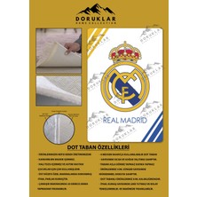 Doruklar Home Collection Kaymaz Taban Makinada Yıkanabilir Dijital Baskı Real Madrid Desenli Genç Odası Halısı Dot Taban Halı