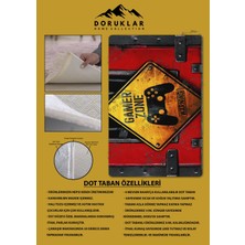 Kaymaz Taban Makinada Yıkanabilir Dijital Baskı Gamer Desenli Genç Odası Halısı