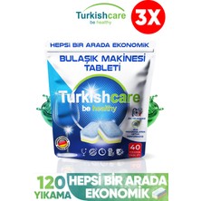 Turkishcare Hepsi 1 Arada 40 Lı Bulaşık Makinası Tableti x 3 Paket (120 Tablet)