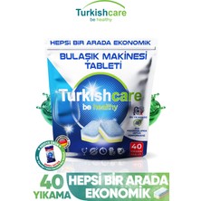 Turkishcare Hepsi Bir Arada Ekonomik 40 Yıkama Bulaşık Deterjanı Tablet