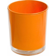 Turuncu Pastel Renk Cam Mumluk - Iç Boyama - Doluma Uygun