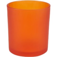 6 Adet Turuncu Buzlu Cam Bardak Mumluk - Doluma Uygun
