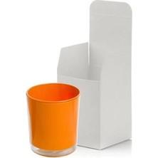 6 Adet Turuncu Pastel Renk Cam Mumluk - Iç Boyama - Doluma Uygun