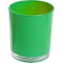 Çimen Yeşili Pastel Renk Cam Mumluk - Iç Boyama - Doluma Uygun