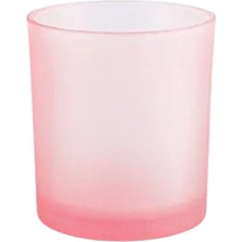 6 Adet Pembe Buzlu Düz Cam Bardak Mumluk